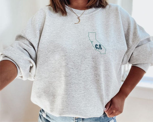 Colorful Groovy California Graphic Sweatshirt Plus Size