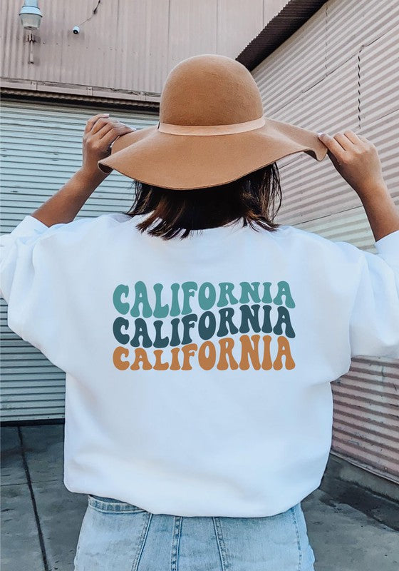 Colorful Groovy California Graphic Sweatshirt Plus Size