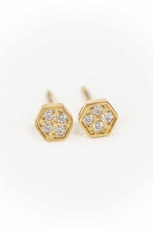 Bright Hexagon Stud Earrings