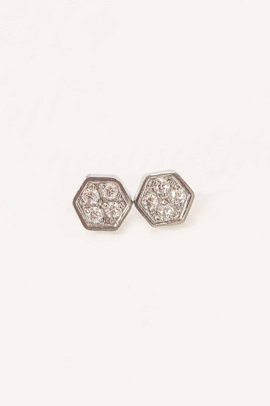 Bright Hexagon Stud Earrings