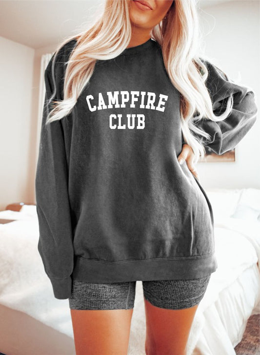 Campfire Club Graphic Sweatshirt Plus Size