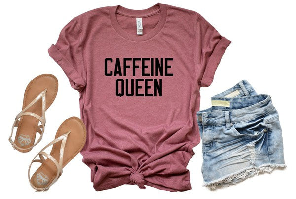Caffeine Queen Crewneck Graphic Tee Shirt