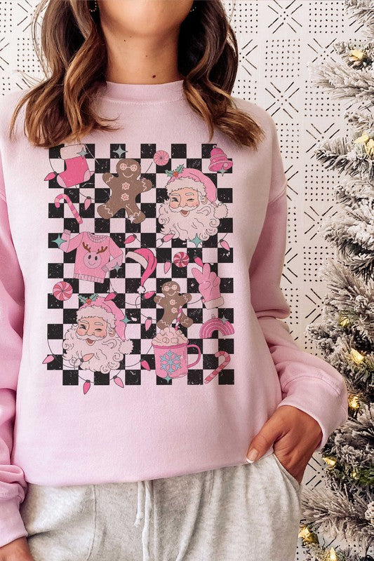 Checker Christmas Vibes Graphic Sweatshirt