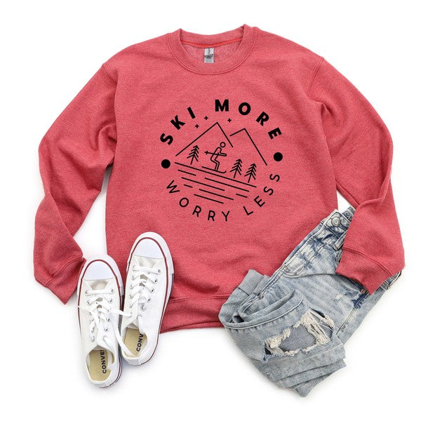 Ski More Worry Less Graphic Sweatshirt